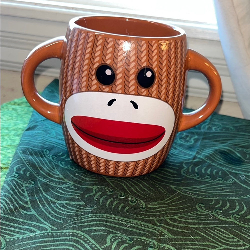 Brown Sock Monkey‎ Two Handled Mug